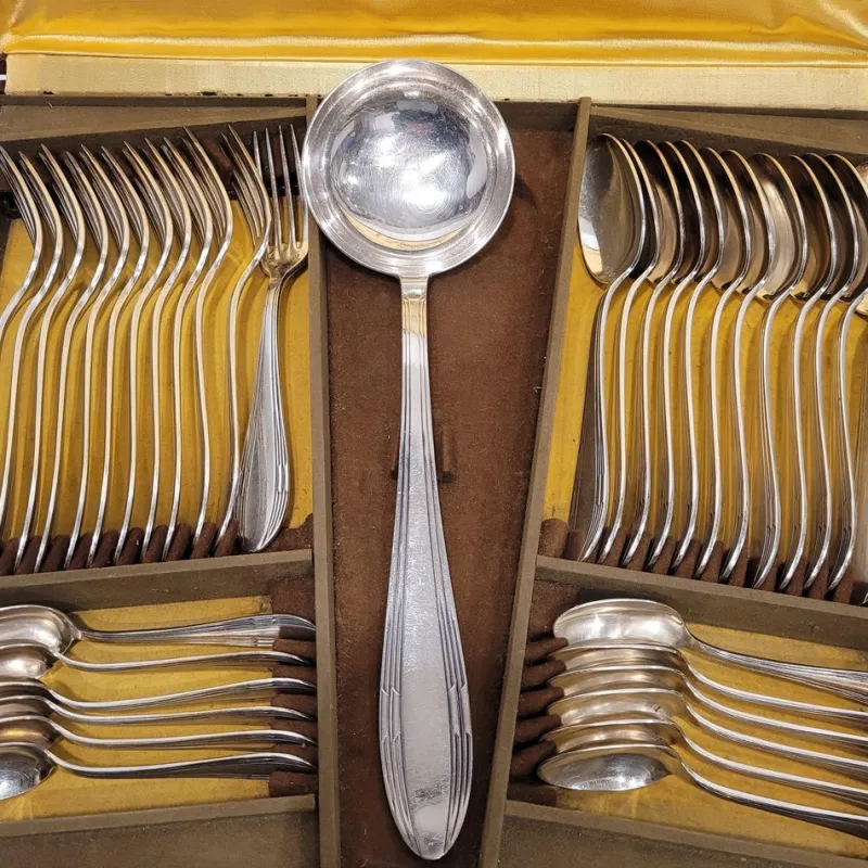 Clearance Pamono Silver-Plated Cutlery Set from Orfèvrerie-Couverts ATO, France, 19th Century, Set of 37