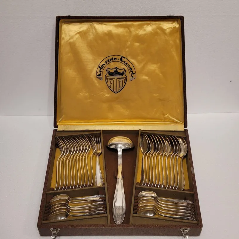 Clearance Pamono Silver-Plated Cutlery Set from Orfèvrerie-Couverts ATO, France, 19th Century, Set of 37