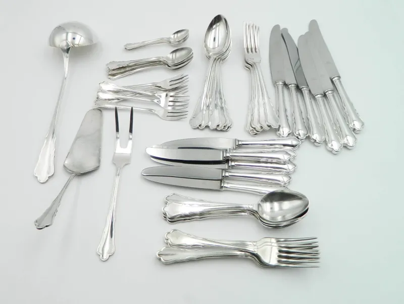 Pamono Silver-Plated Cutlery Set for Six People, 1920s, Set of 57> Cutlery & Serving Utensils