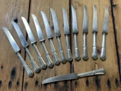 Sale Pamono Silver-Plated Metal Knives with Steel Blades, Early 20th Century, Set of 12