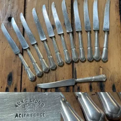 Sale Pamono Silver-Plated Metal Knives with Steel Blades, Early 20th Century, Set of 12