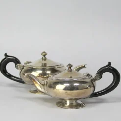 Pamono Silver-Plated Metal Teapots from Christofle, Set of 2><noscript><img width=