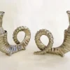 Pamono Silver-Plated Rams Horn Candlesticks from Chapman House, 1970s, Set of 2> Candleholders