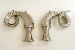 Pamono Silver-Plated Rams Horn Candlesticks from Chapman House, 1970s, Set of 2><noscript><img width=