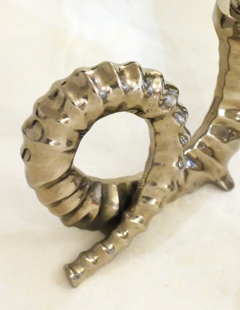 Pamono Silver-Plated Rams Horn Candlesticks from Chapman House, 1970s, Set of 2> Candleholders
