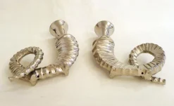Pamono Silver-Plated Rams Horn Candlesticks from Chapman House, 1970s, Set of 2><noscript><img width=