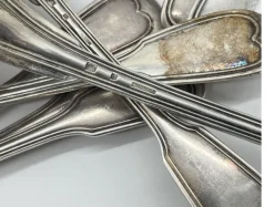 Sale Pamono Silver-Plated Soup Cutlery Set with Spoons, Fork and Ladle from Christofle, France, 1900s, Set of 13