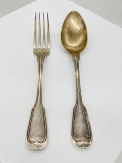 Sale Pamono Silver-Plated Soup Cutlery Set with Spoons, Fork and Ladle from Christofle, France, 1900s, Set of 13