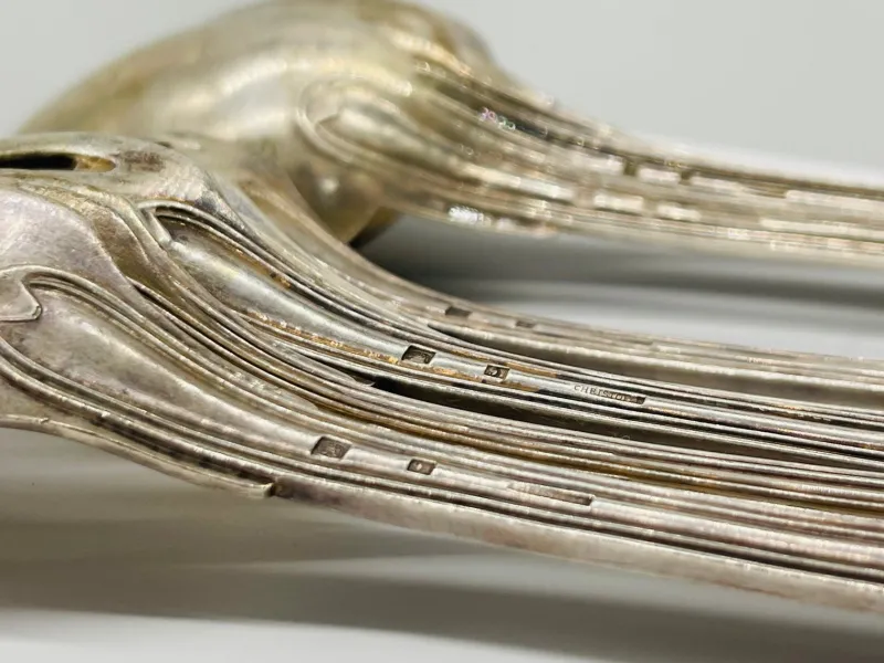 Sale Pamono Silver-Plated Soup Cutlery Set with Spoons, Fork and Ladle from Christofle, France, 1900s, Set of 13