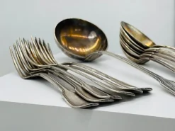 Sale Pamono Silver-Plated Soup Cutlery Set with Spoons, Fork and Ladle from Christofle, France, 1900s, Set of 13