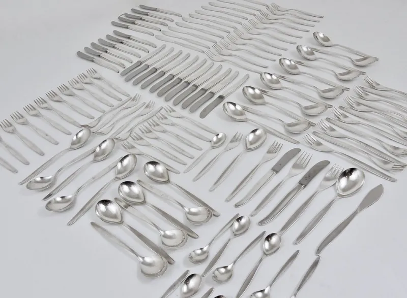 Pamono Silver-Plated Stockholm Flatware by Kurt Mayer for WMF, Germany, 1960s, Set of 120> Cutlery & Serving Utensils