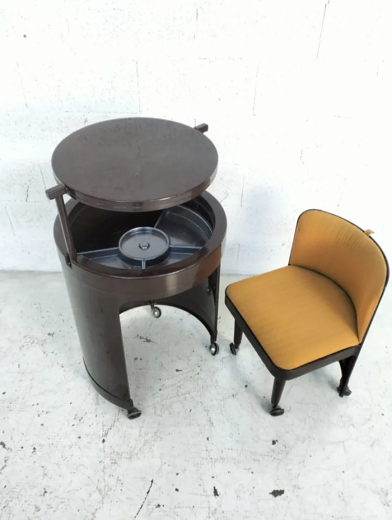 Pamono Silvi Vanity Table on Wheels and Chair from Studio Kastilia, 1970s, Set of 2