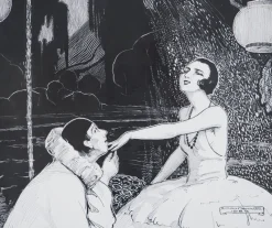 Pamono Simon Monnatte, Pierrot and Dancer in a Japanese Setting, 1923, Original Drawing> Art Deco|Work On Paper