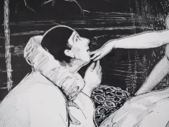 Pamono Simon Monnatte, Pierrot and Dancer in a Japanese Setting, 1923, Original Drawing><noscript><img width=