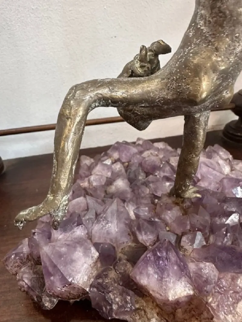 New Pamono Simone Di Gesaro, Acrobatic Jump, Bronze on Amethyst Base, 1970s