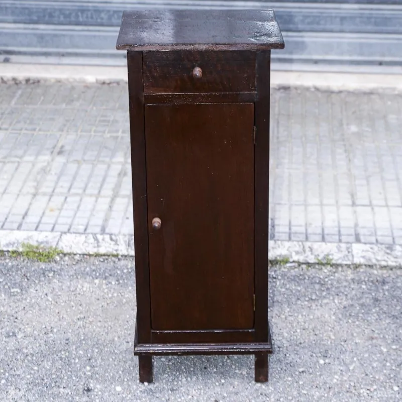Pamono Single High and Narrow Fir Wooden Bedside Table, 1900s> Nightstands