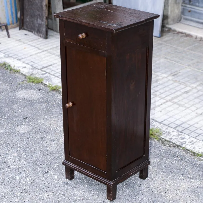 Pamono Single High and Narrow Fir Wooden Bedside Table, 1900s> Nightstands