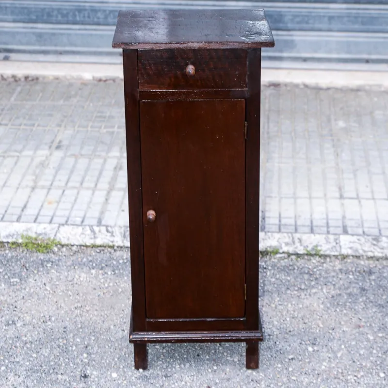 Pamono Single High and Narrow Fir Wooden Bedside Table, 1900s> Nightstands