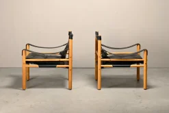 Best Pamono Sirocco Safari Lounge Chairs in Black Leather and Ash by Arne Norell for Arne Norell AB, Sweden, 1970s, Set of 2