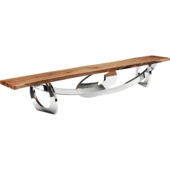 Pamono Sitz! Bench in Wood and Polished Stainless Steel by Barberini & Gunnell> Seating|Benches