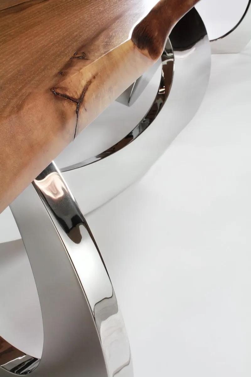 Pamono Sitz! Bench in Wood and Polished Stainless Steel by Barberini & Gunnell> Seating|Benches