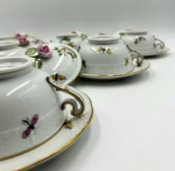 Pamono Six-Piece Set with Plates and Lids from Herend Rothchild, 1890s, Set of 6><noscript><img width=