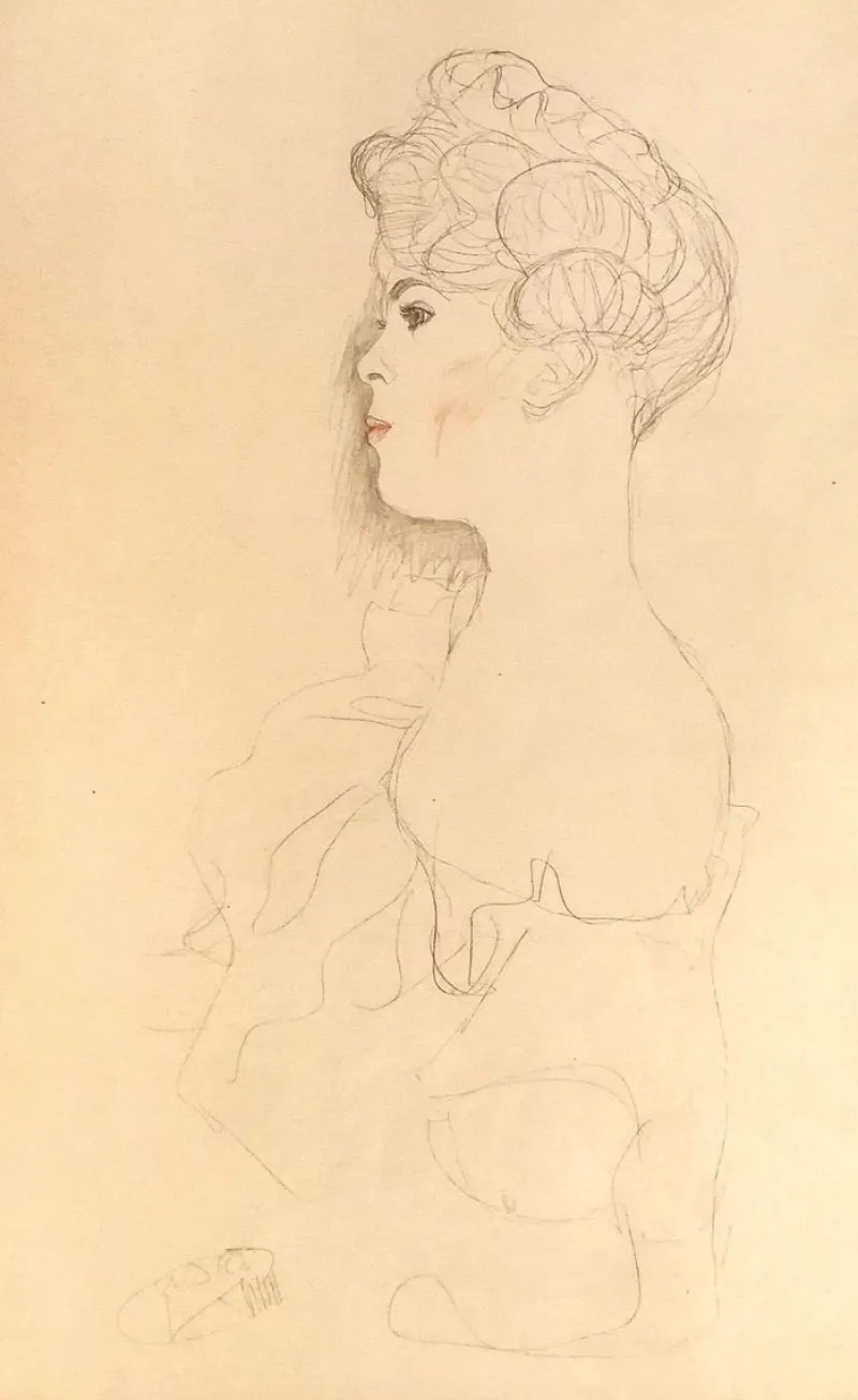 Outlet Pamono Sketched Portrait - 1910s - Original Collotype Print by Gustav Klimt 1919