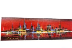 Pamono Skyline Acrylic Painting, 1970s> Mid-Century