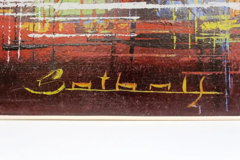 Pamono Skyline Acrylic Painting, 1970s> Mid-Century