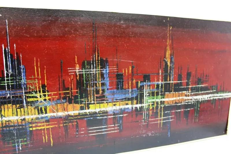 Pamono Skyline Acrylic Painting, 1970s> Mid-Century