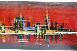 Pamono Skyline Acrylic Painting, 1970s><noscript><img width=