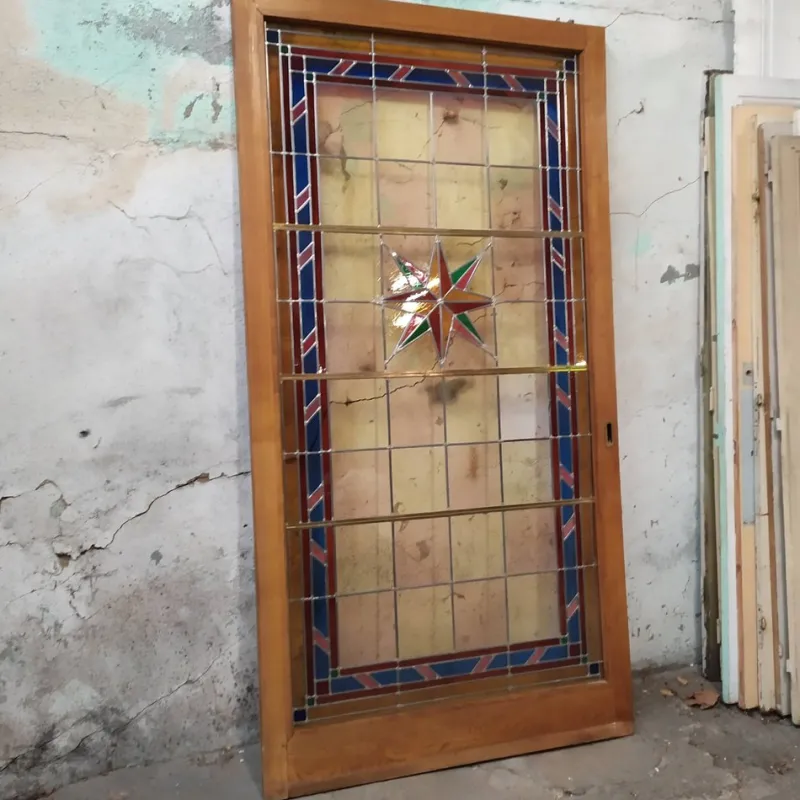 Online Pamono Sliding Door in Stained Glass, 1960s