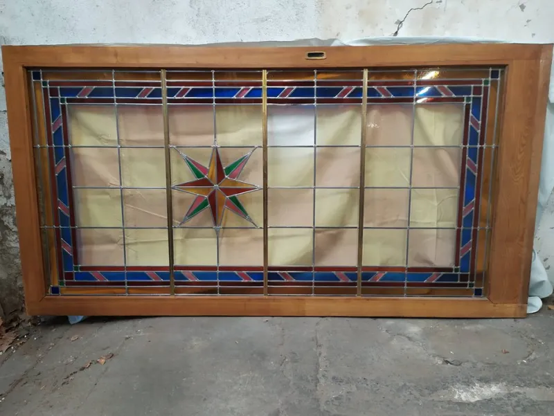 Online Pamono Sliding Door in Stained Glass, 1960s