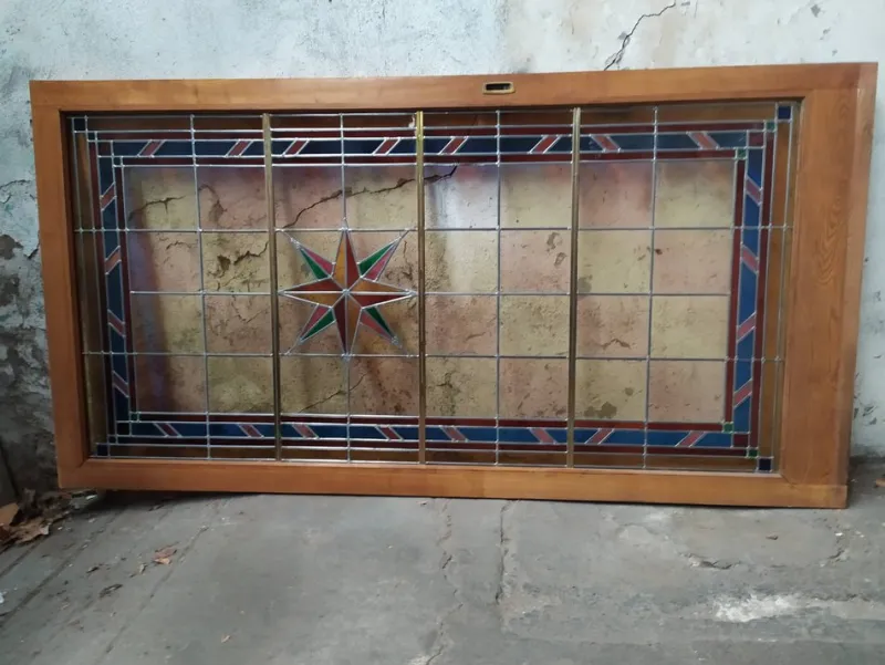 Online Pamono Sliding Door in Stained Glass, 1960s