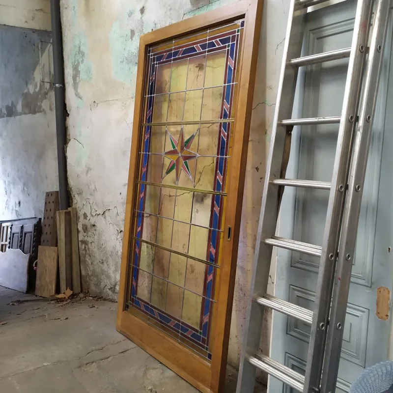 Online Pamono Sliding Door in Stained Glass, 1960s