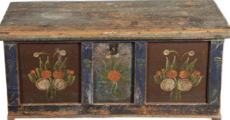 New Pamono Small Antique Chamfered Chest in Softwood, 1897