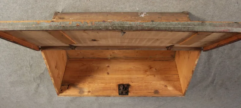 New Pamono Small Antique Chamfered Chest in Softwood, 1897
