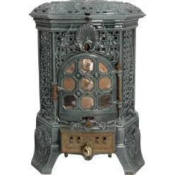 Outlet Pamono Small Antique French Art Deco Blue Enamelled Coal Stove, 1890s