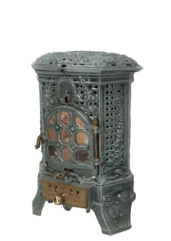Outlet Pamono Small Antique French Art Deco Blue Enamelled Coal Stove, 1890s