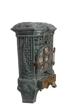 Outlet Pamono Small Antique French Art Deco Blue Enamelled Coal Stove, 1890s