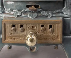 Outlet Pamono Small Antique French Art Deco Blue Enamelled Coal Stove, 1890s