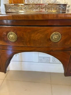 Pamono Small Antique George III Figured Mahogany Bow Front Sideboard, 1800s><noscript><img width=