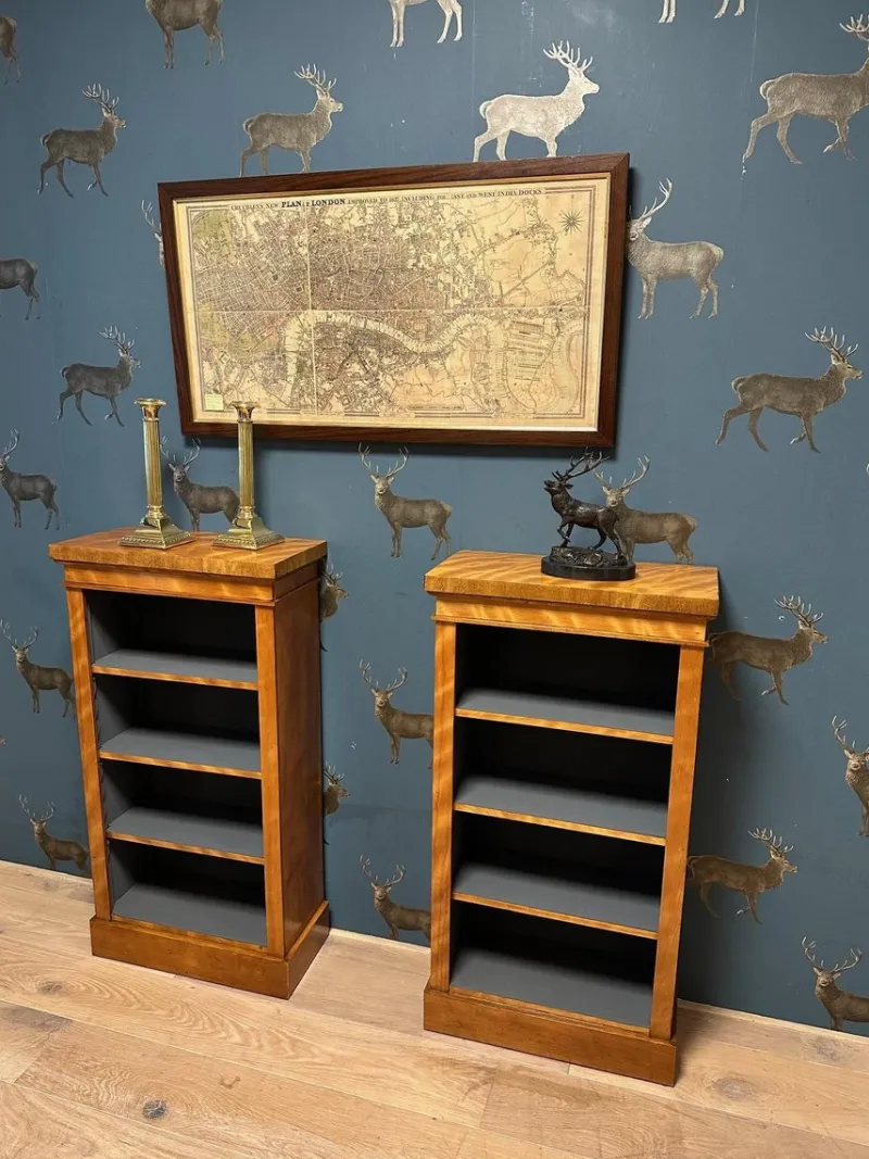 Best Pamono Small Antique Open Bookcases, 1890s, Set of 2