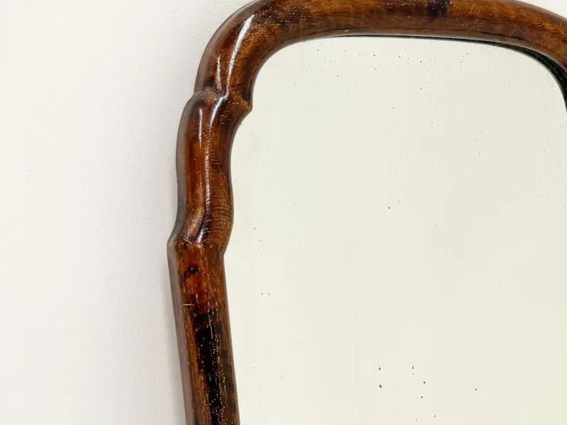 Pamono Small Antique Scalloped Mahogany Mirror> Mirrors