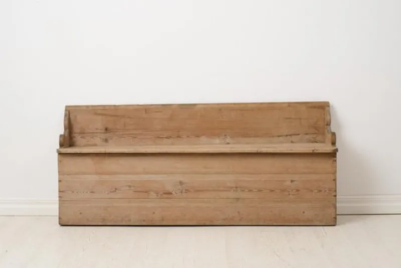 Pamono Small Antique Swedish Folk Art Bench with Natural Patina> Benches