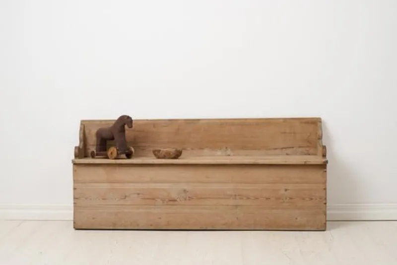 Pamono Small Antique Swedish Folk Art Bench with Natural Patina> Benches
