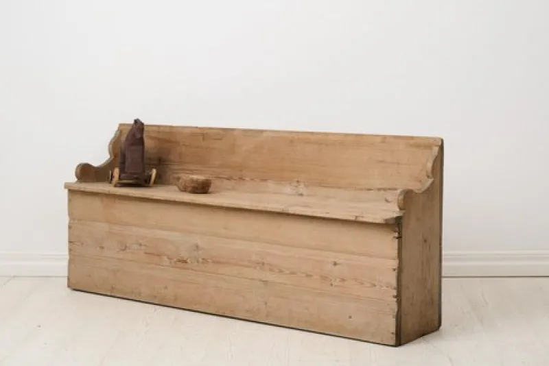 Pamono Small Antique Swedish Folk Art Bench with Natural Patina> Benches