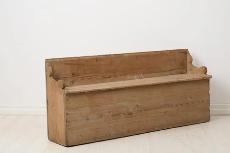 Pamono Small Antique Swedish Folk Art Bench with Natural Patina> Benches