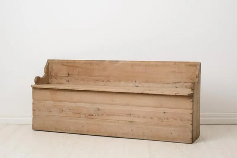 Pamono Small Antique Swedish Folk Art Bench with Natural Patina> Benches