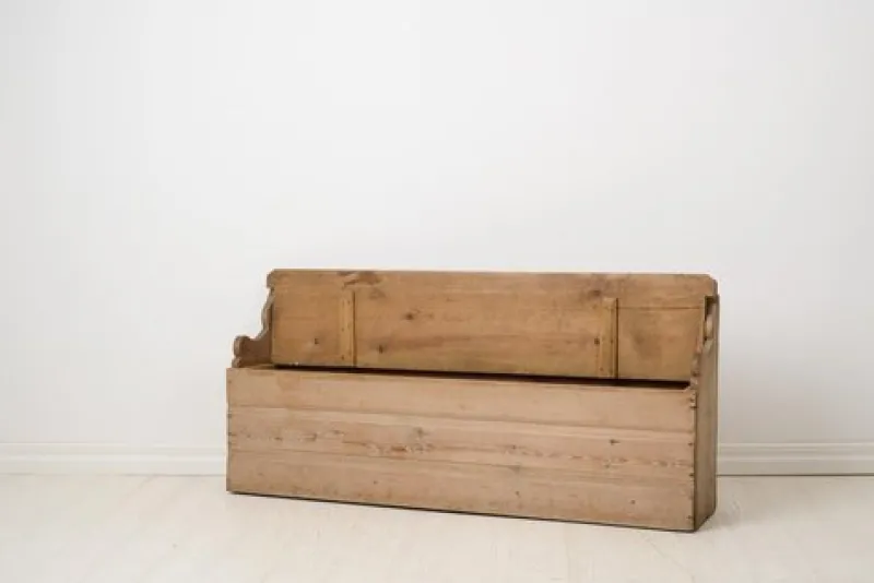 Pamono Small Antique Swedish Folk Art Bench with Natural Patina> Benches